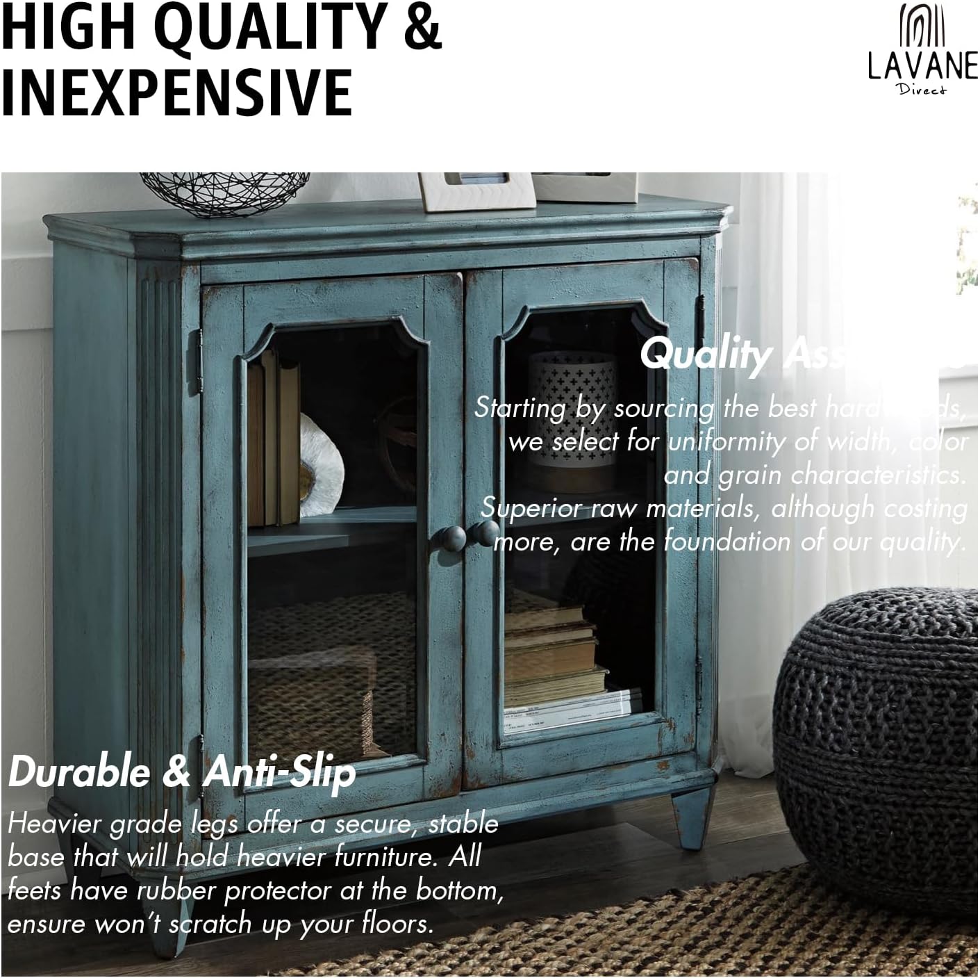 La Vane 6 inch / 15cm Wooden Furniture Legs, Set of 4 Solid Wood Carved Geometry Unfinished Replacement Bun Feet with Mounting Plate & Screws for Sofa Cabinet Couch Table TV Stand