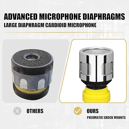 Miniatura 9 de Micrófono dinámico, micrófono vocal profesional para cantar, micrófono de mano con cable XLR de 16 pies a cable de audio de 14 pulgadas, micrófono