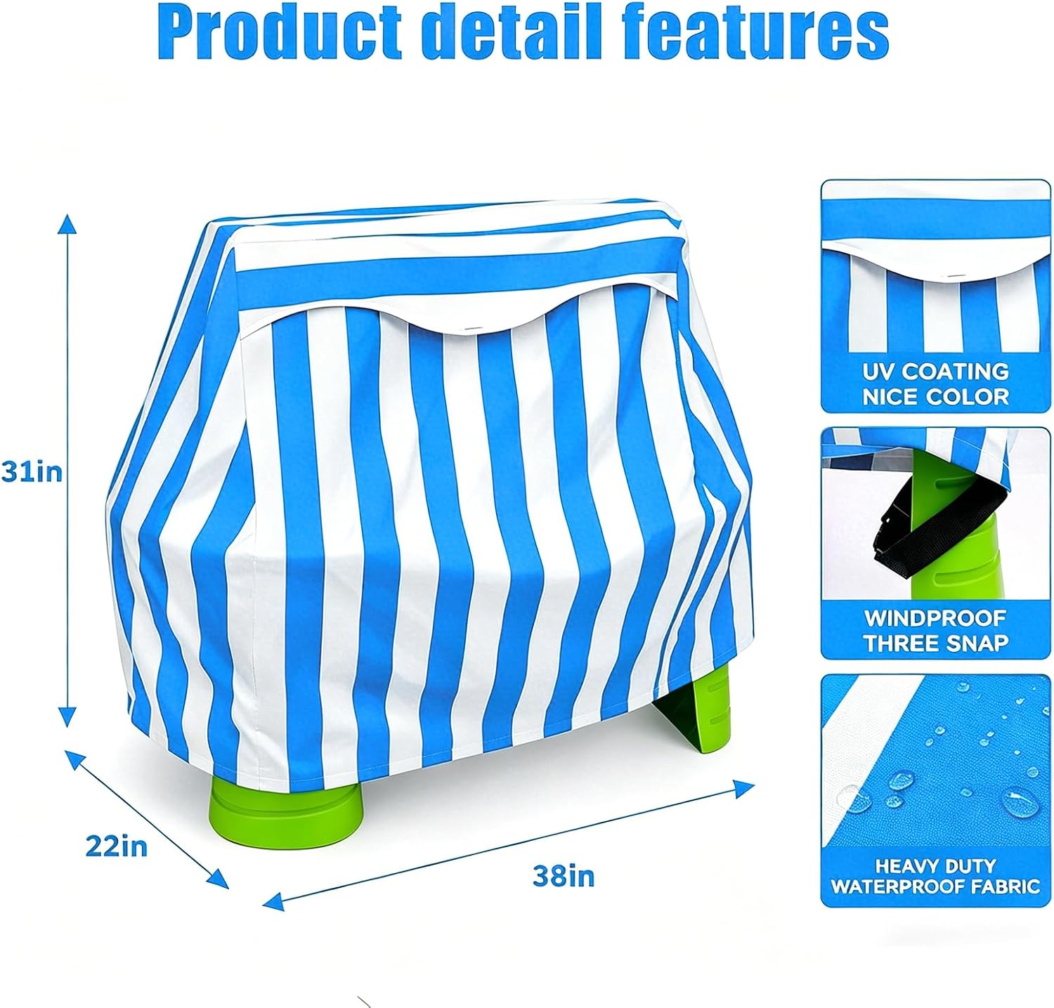 Kids Water Table Cover for Step 2 Rain Showers Splash Pond Water Table, Outdoor Waterproof Anti-UV Kids Water Play Table Cover (Light Blue) image 2