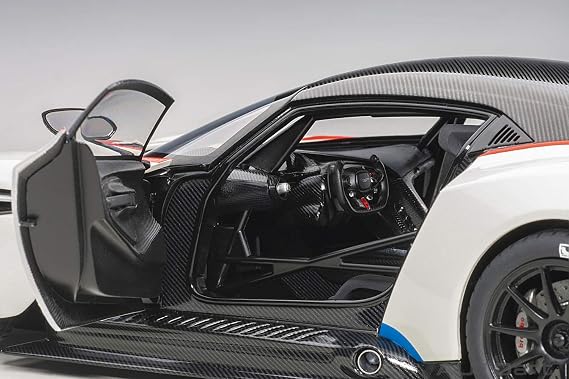 Autoart Aston Martin Vulcan Stratus White with Red and Blue Stripes 1/18 Model Car