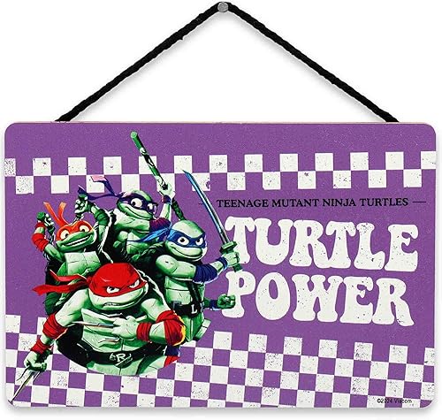 Vista 9 de Teenage Mutant Ninja Turtles Turtle Power - Decoración de pared de madera colgante - Divertido letrero TMNT para dormitorio de niños, cueva