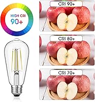 Vista 3 de Vintage LED Edison Bulbs, 6W, Equivalent 60W, High Brightness Daylight 5000K, ST58 Antique LED Filament Bulbs with 90+ CRI, E26 Medium Base, Luz