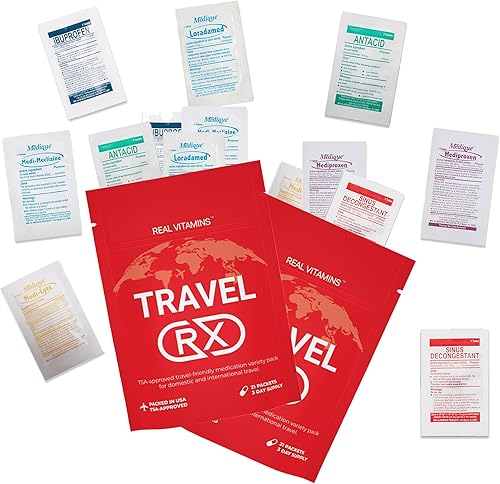 Miniatura 2 de Real Vitamins Travel RX - Paquete variado de 63 piezas de medicamentos de viaje aprobados por la TSA con bolsa resellable para indigestión, mareo