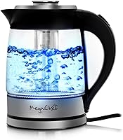 Vista 1 de MegaChef 1.8Lt. Cuerpo de vidrio y hervidor de té eléctrico de acero inoxidable con infusor de té
