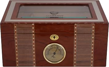 GERMANUS MVI Humidor Chest with Window Brown