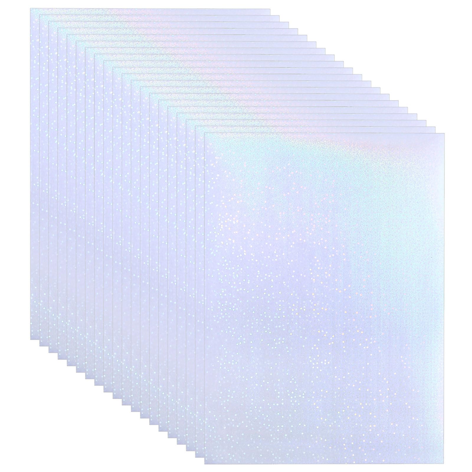 PATIKIL Carta Adesiva Olografica 11.7x8.3", 20 Fogli A4 Polipropilene Autoadesivo Trasparente Impermeabile Sovrapposizione Film Laminato Foto, Decorazioni Album Ritagli, Stelle