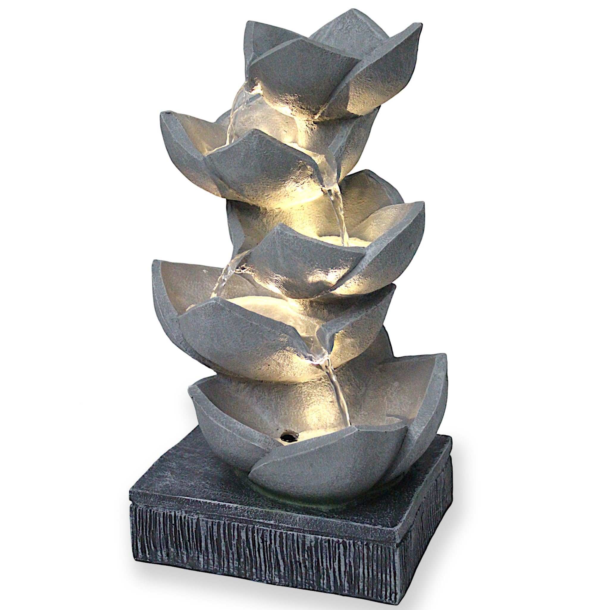 Springbrunnen BK901 mit LED Beleuchtung Gartenbrunnen Skulptur Gartenfigur Wasserspiel 47cm Kaskade Zimmerbrunnen Gartendekoration