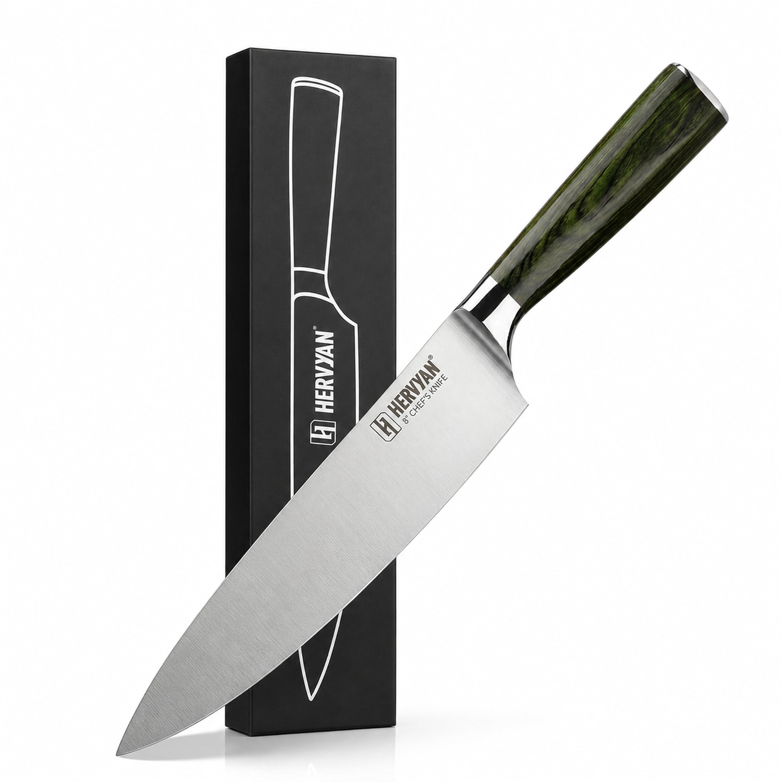 8 Inch Professional Chef Knife 13°–15° Edge German-Inspired Precision Blade High-Carbon Stainless Steel, Ergonomic Pakkawood Handle, Blade Guard and Gift Box for Home Cooks and Restaurants — Amazon image 12