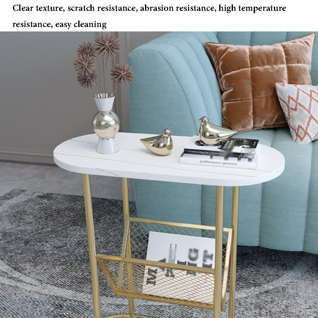Wąski stolik do salonu z uchwytem na czasopisma, stolik nocny(Gray Gold,50cm)