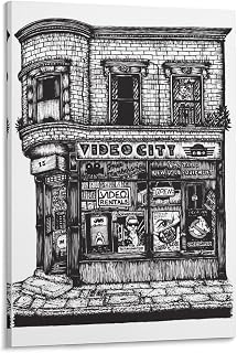 Iisrar Video Rental Shop Poster - VHS Print - Video Rental Nostalgia - 80s - Movie Film Poster Canvas Wall Art Print Poster For Home School Office Decor Frame 24x36inch(60x90cm)