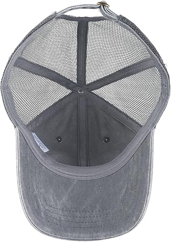 Miniatura 3 de Zylioo Gorra de camionero lavada de gran tamaño, gorras de camionero de malla ajustable, sombrero de correr de perfil bajo para cabezas grandes