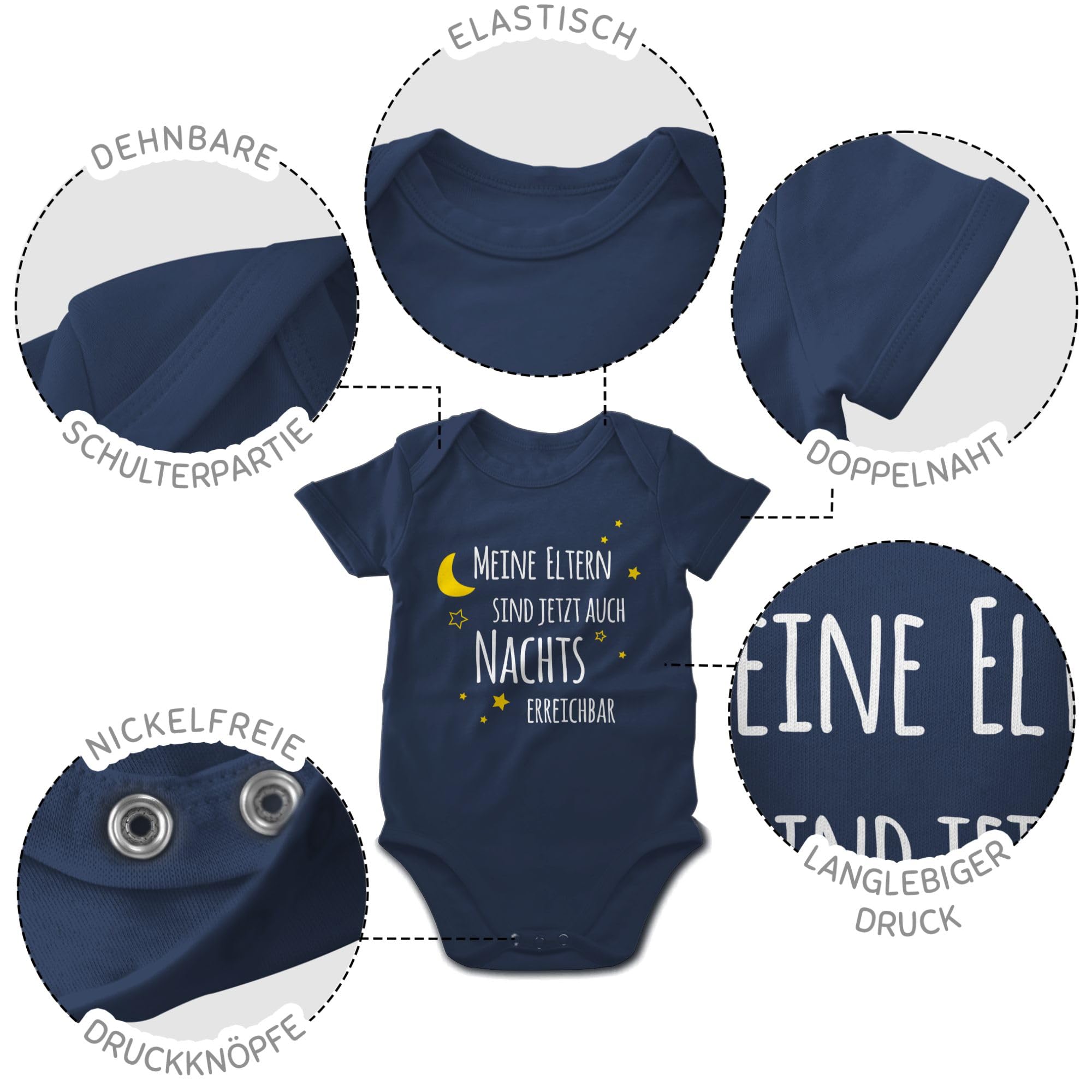 Shirtracer - Baby Body Kurzarm - Sprüche - Meine Eltern sind jetzt auch nachts erreichbar I