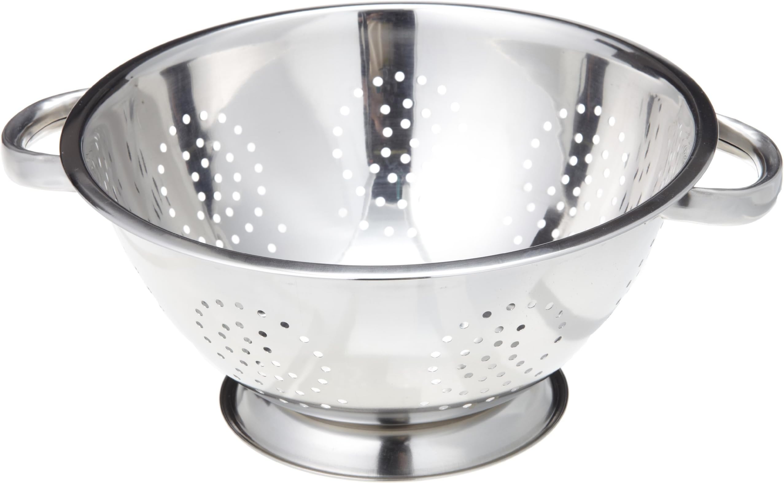 Heavy Duty Stainless Steel Colander 5 Qt | Easy Grip Handles | Self-Draining Base | Mirror Polished | Dishwasher Safe | Pack of 1