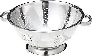 EXCELSTEEL Heavy Duty Stainless Steel Colander 5 Qt | Easy Grip Handles | Self-Draining Base | Mirror Polished | Dishwasher Safe | Pack of 1