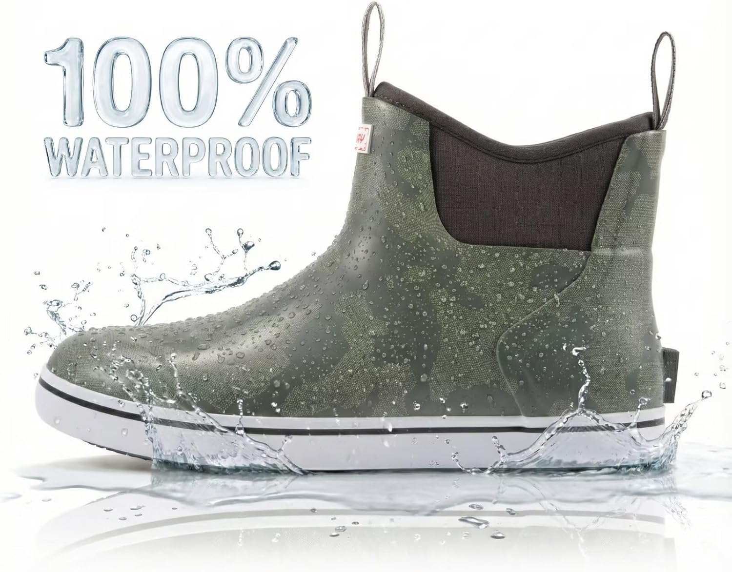 SUREWAY Men's Deck Boots Professional Non-Slip Fishing & Ankle Boating Boot Waterproof Rain Boots, Lightweight Neoprene Rubber Deck Boots - Image 3