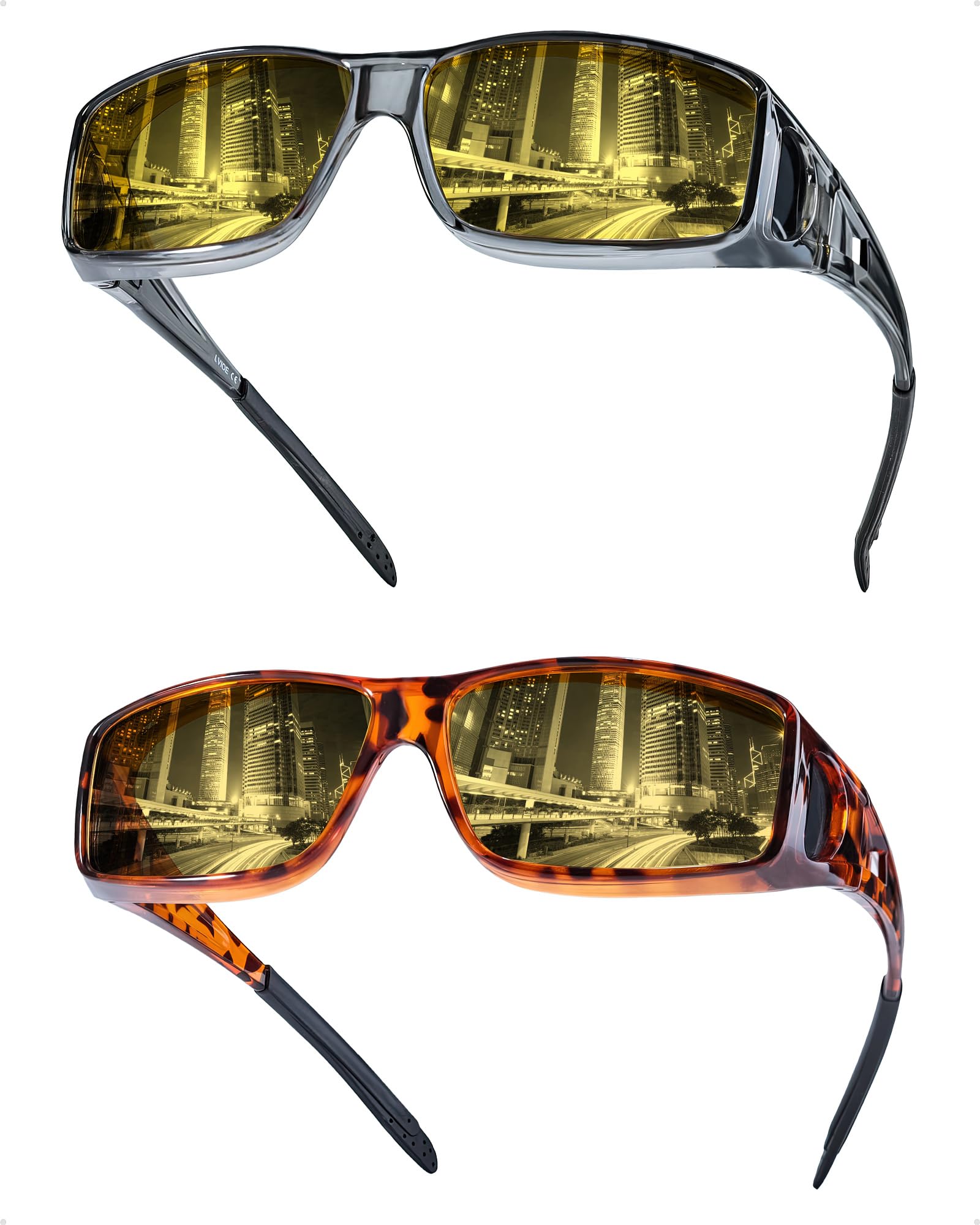 IGnaef Fit Over Night Vision Driving Glasses for Men Women