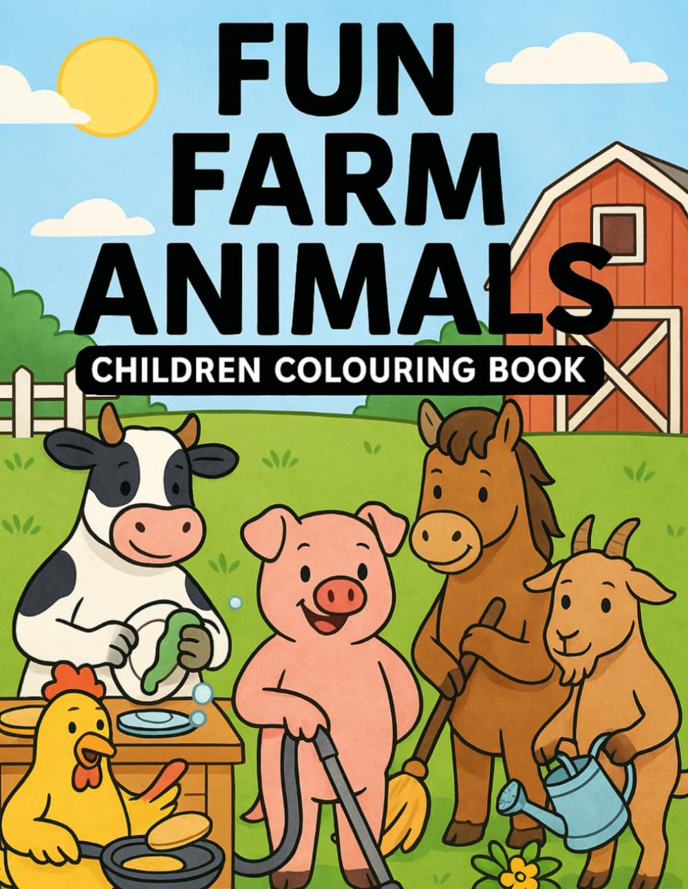 Fun farm animals: children coloring books