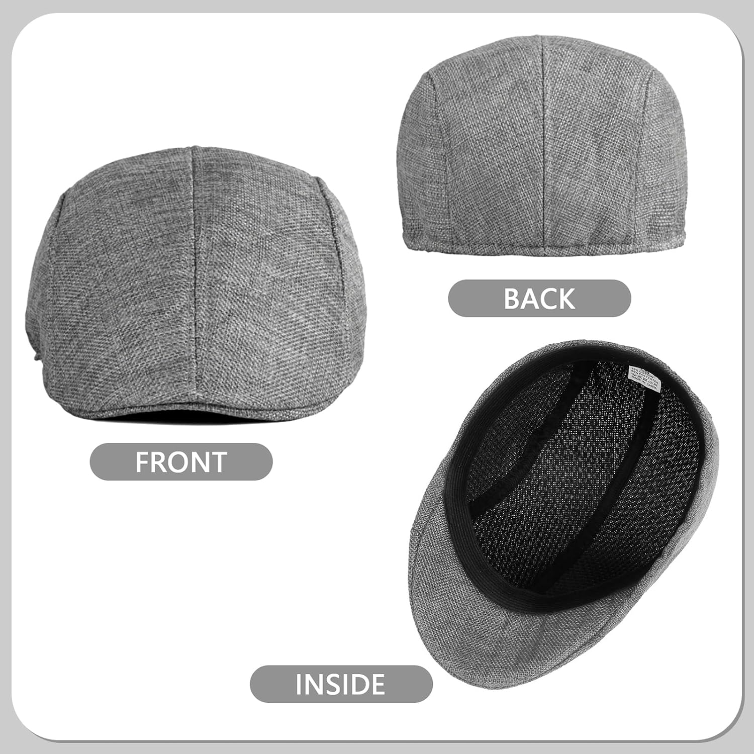 Xinveen 2 Pack Men's Newsboy Hat Imitation Linen Beret Ivy Cap Irish Cabbie Driving Hunting Hats
