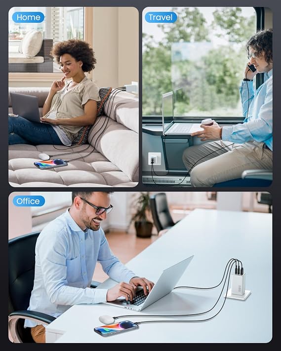 150W USB C Charger, 3-Port USB C Plug Fast Charger, GaN III Compact Wall Charger, 100W Laptop Charger for MacBook Pro/Air, Dell, iPad, iPhone 16 Pro/15, Galaxy S24, Pixel 9, Steam Deck,etc