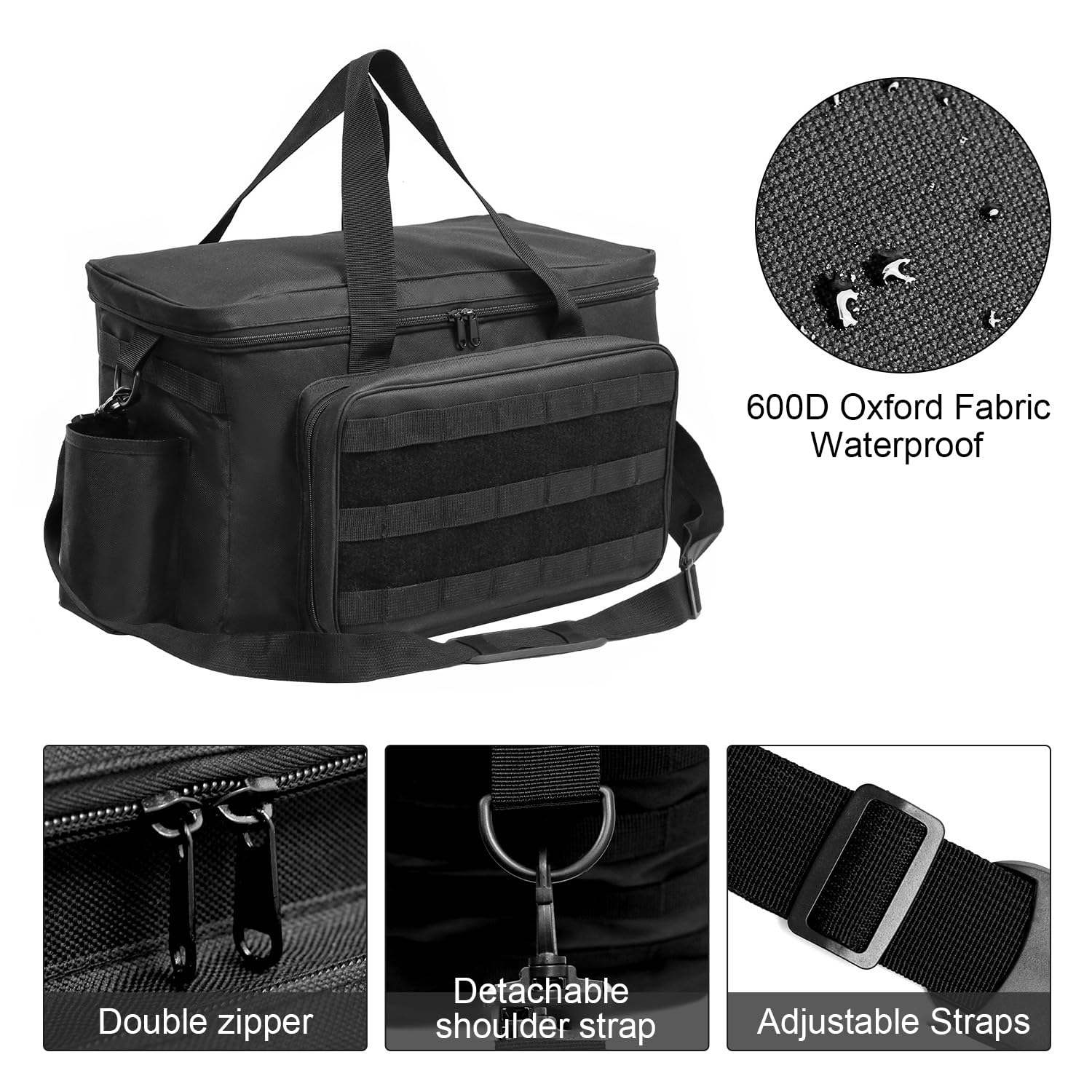 Einsatztasche Polizei，Range Bag，Organizer Auto-Vordersitz-Organizer Passend für Beifahrersitz,Reisetasche Militär mit Fach,Multifunktionale Arbeitstasche, Taschen & Laptop Fach,Schwarz