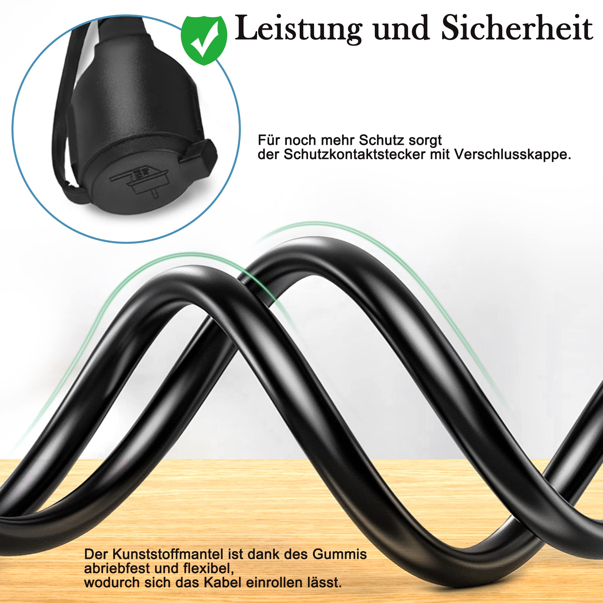 Aufun Verlängerungskabel 20m mit Schutzkappe Outdoor, Einsatz für den Außenbereichm, Verlängerung Stromkabel 3500W, 230 V IP44 mit Schuko Stecker, Schutzkontakt Baustellenkabel (20m)