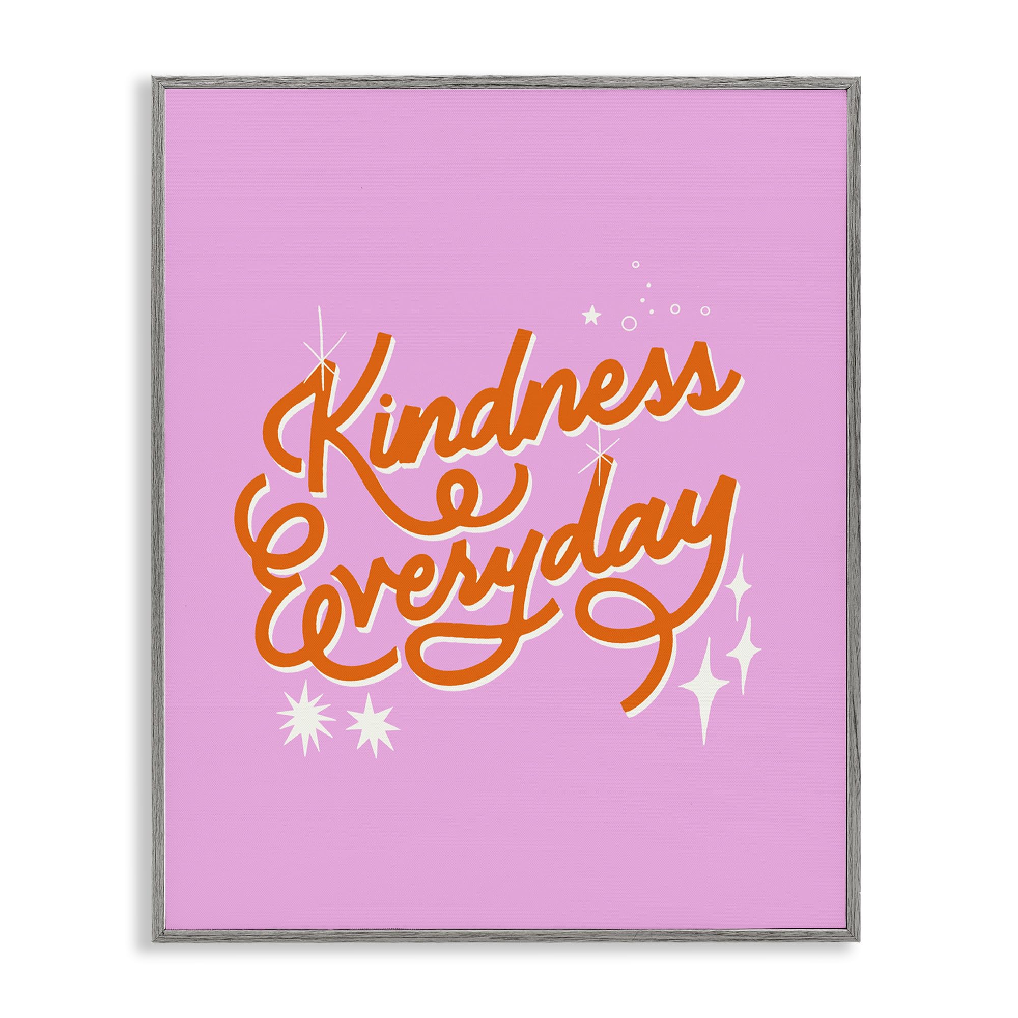 Stupell Industries Kindness Everyday Inspirational Quote 'Cursive Kindness Everyday', Framed Giclee Art, Gray, 11 X 14 Inches, Easy To Hang And Sturdy, Made In Usa, By Indira Prieto | Indysign