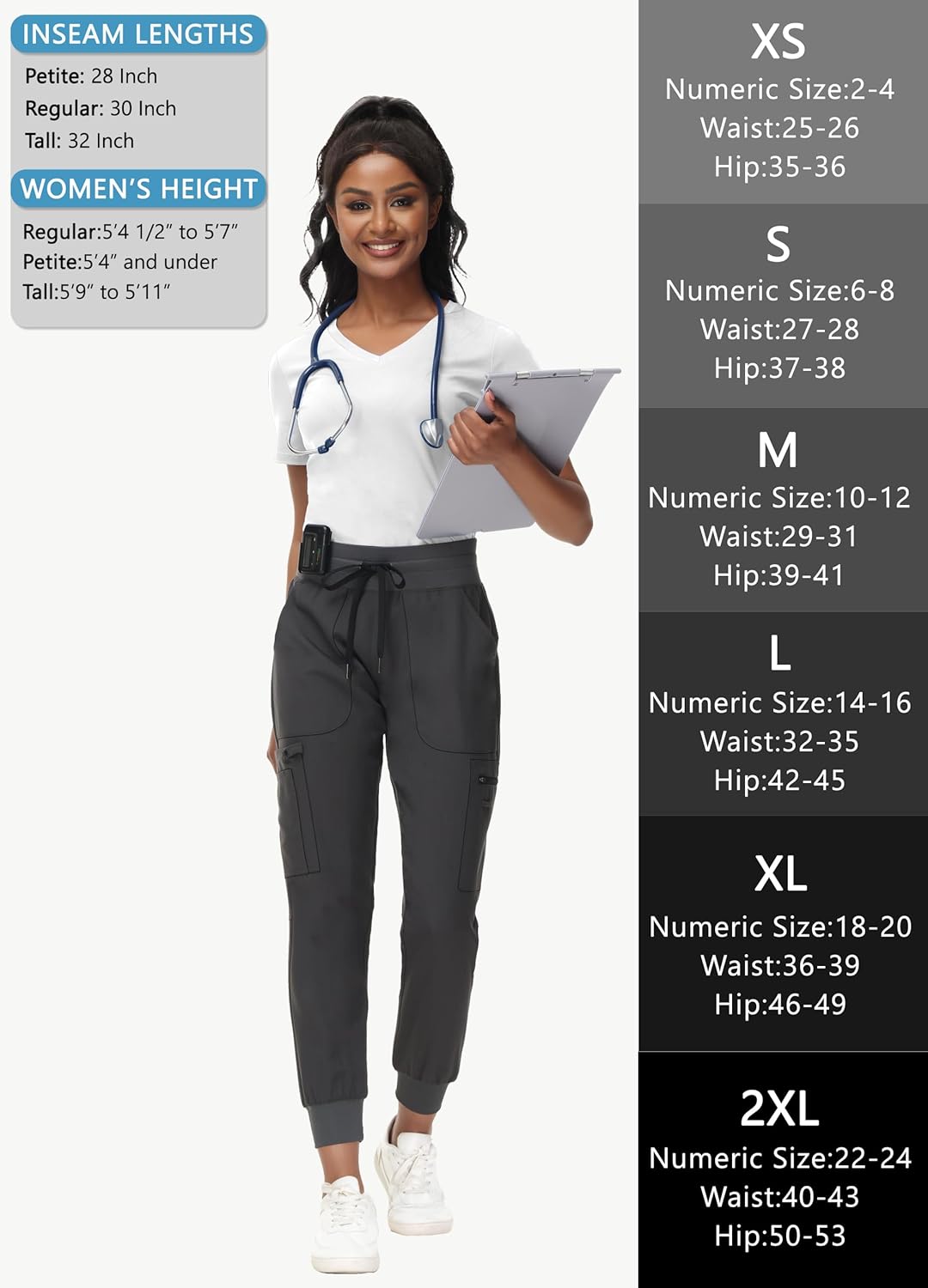 High Waisted Jogger Style Scrub Pants Pewter - Image 7