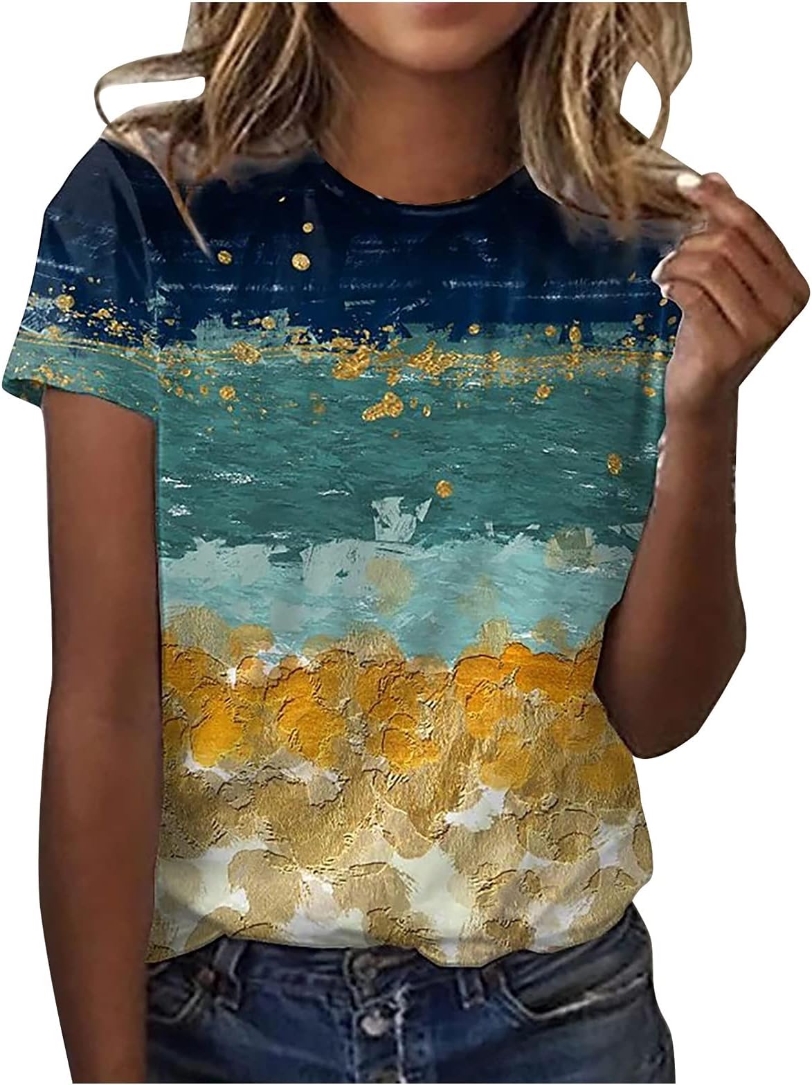 Womens Summer Tops 2023 Casual Dressy Short Sleeve V Neck T Shirts Plus Size Floral Shirt Cute Tees Trendy Blouses  Tshirt