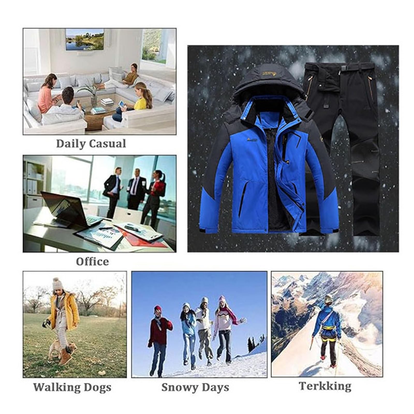 Męski Kombinezon Narciarski Outdoor Sports, Modny Zimowy Ciepły Zestaw Narciarski Składający Się Z Kurtki I Spodni Odporny Na Zużycie, Modny Wygodny, Wiatroszczelny Kombinezon
