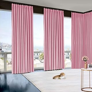 Pinch Pleated Curtains Room Darkening Polyester Curtain for Traverse Rod Living Room Bedroom Meetingroom Club Theater Patio Door (Baby Pink, 84 Inch Wide by 120 Inch Long- 1 Panel)