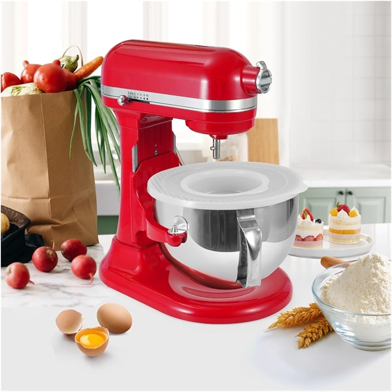 Mixer Stainless Steel Mixing Bowl and Plastic Lid, Compatible for Kitchenaid 7 Quart Bowl-Lift Stand Mixer Bowls Accessories