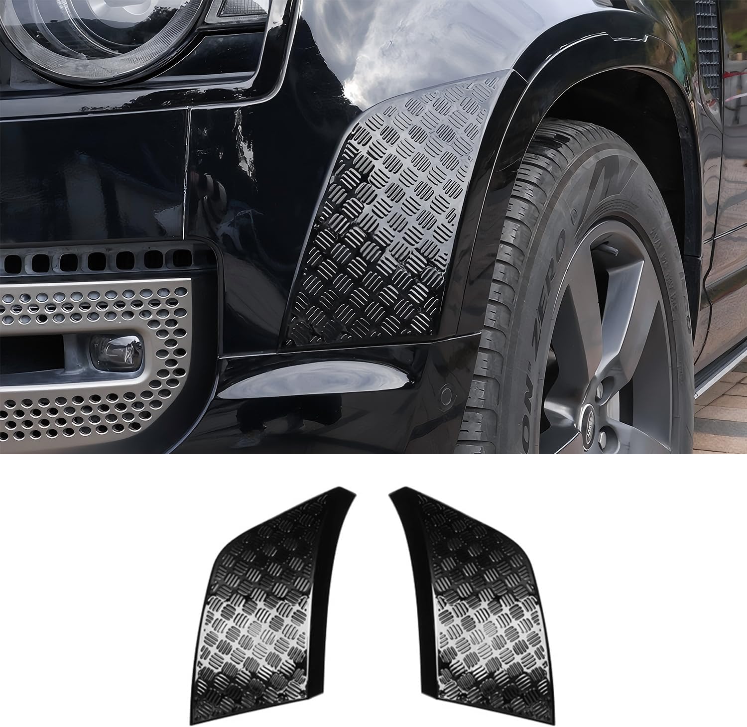 Front Wheel Arch ABS Black Body Anti-Scratch Protection Cover Trim Kit Compatible with 2020-2025 Land Rover Defender 90 110 130 Decoration Armor Sticker Trim Exterior Accessories