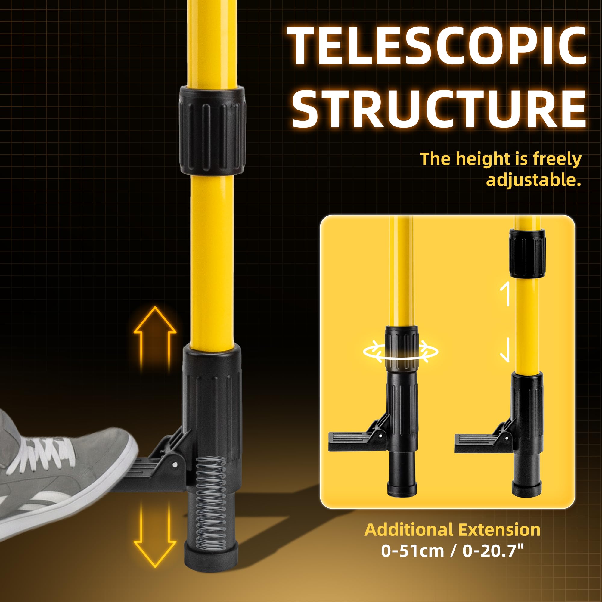 Barra Telescópica para Nivel Láser 4.2m Poste Láser de Piso a Techo Soporte Láser Ajustable con Rosca 1/4"-20, incluye Adaptador de 5/8"-11, Puntal Telescopico Extensible Hasta al Techo
