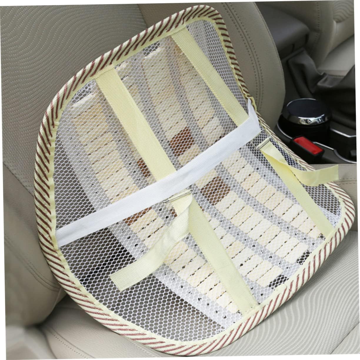 NOLITOY Summer Lumbar Support Cushion Breathable Mesh Back Rest for Car and Office Premium Bamboo Charcoal Waist Pad for Back Pain Relief Comfort