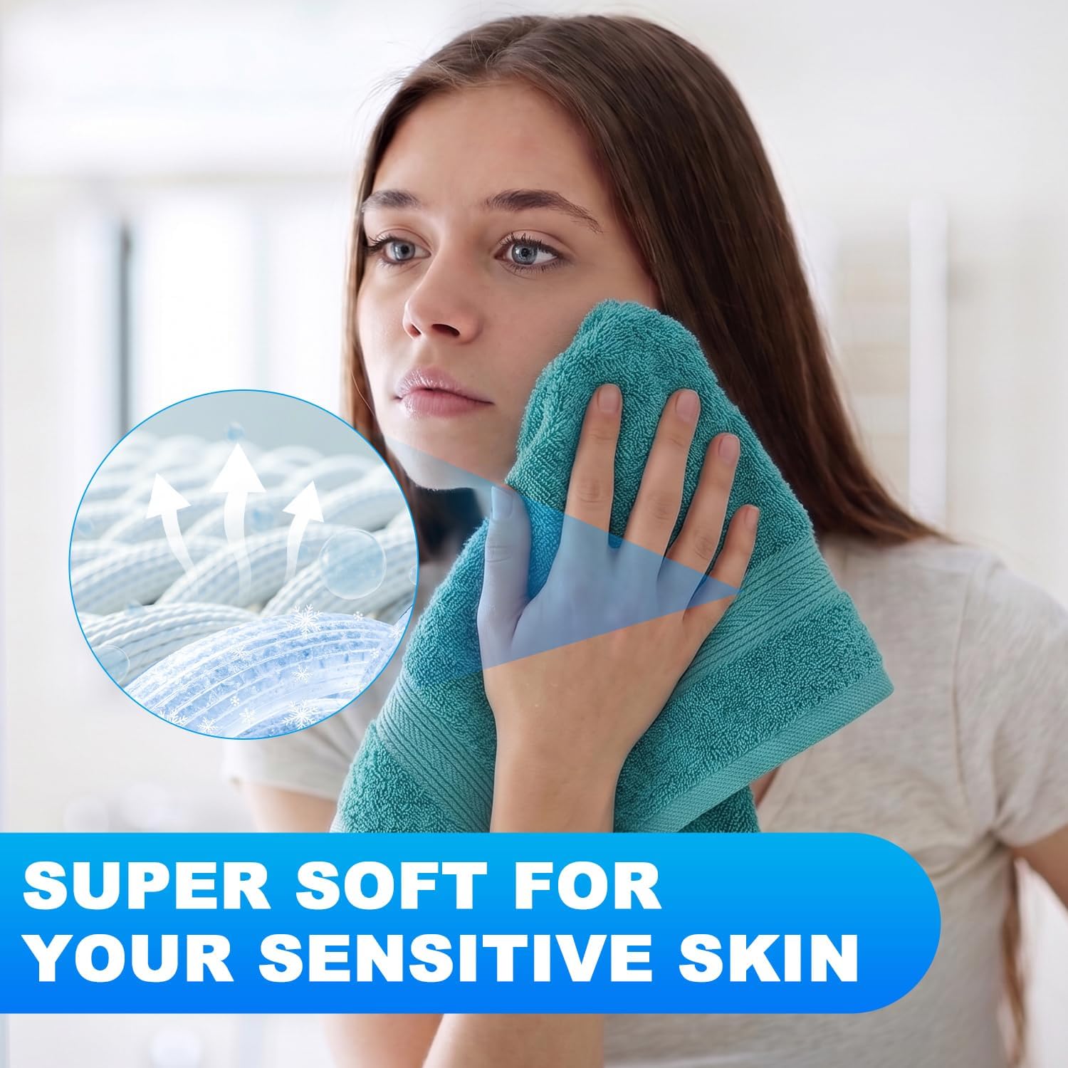 Wash Cloths for Face 3 Pack, 100% Cotton Washcloths, Soft Absorbent Face Towels for Face & Body, Quick Dry Wash Cloths for Showering, Bathroom, 3 Colors