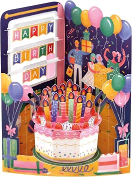 SANTORO Swing Card, 3D Pop Up Greeting Card - Birthday Celebration - For Kids, For Him, For Her