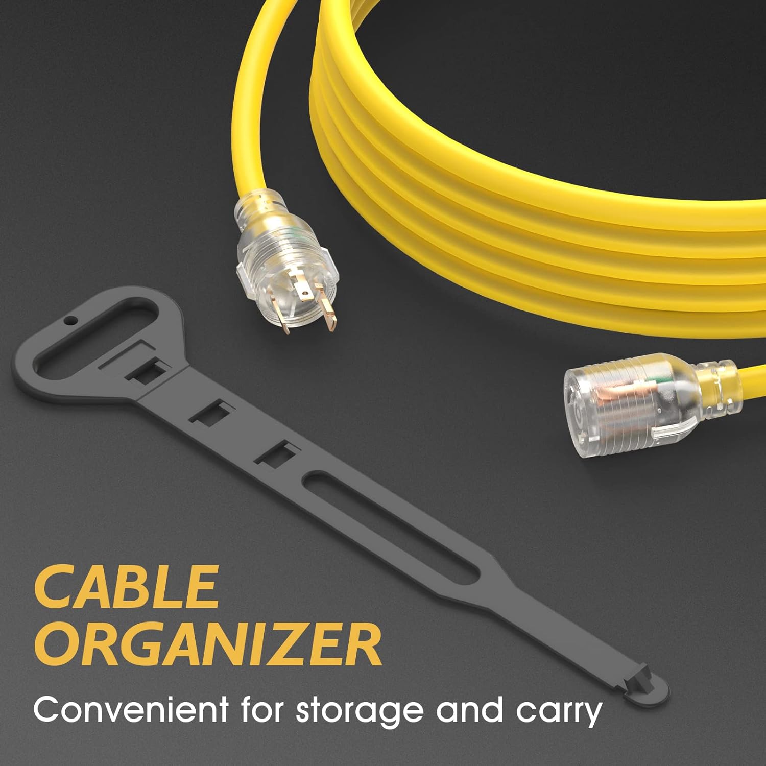 TOOLIOM 30 Amp Generator Cord, L5-30P/L5-30R Generator Extension Cord, UL Listed 125V 3750W 10 AWG SJTW with Lighted Power Indicator (25FT)