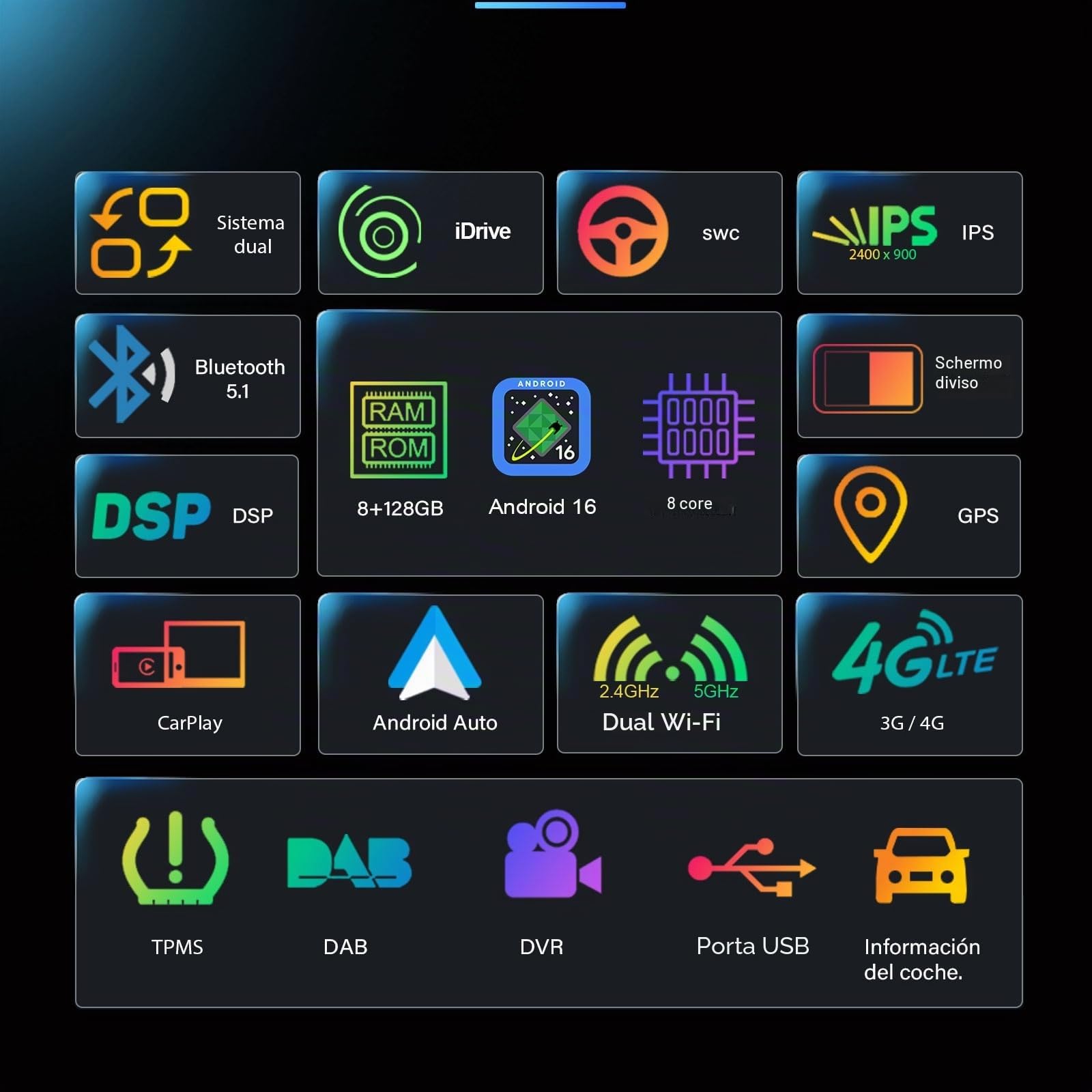 Erisin Android 16 12,3 pollici Qualcomm 8-Core 8GB+128GB Autoradio Navigatore GPS per BMW X5 E70 BMW X6 E71 CIC Schermo tattile iDrive Wireless CarPlay Android Auto Bluetooth 5.1 WiFi Canbus DSP USB