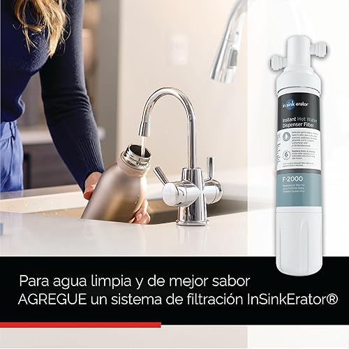 Miniatura 8 de InSinkErator HOT250 - Sistema dispensador instantáneo de agua fría y caliente, grifo de agua potable de 2 manijas en níquel satinado con 23 galones,
