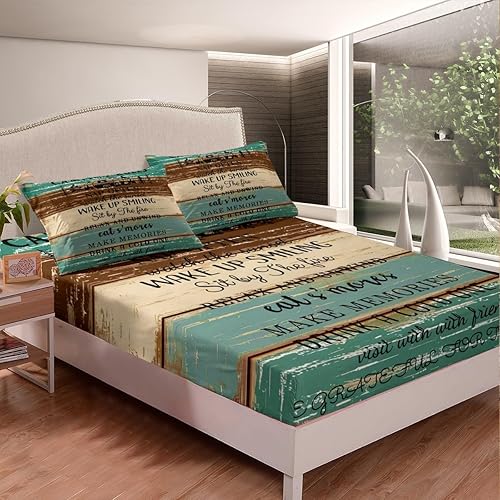 Miniatura 4 de Erosebridal Sábanas rústicas de granja, sábanas de camping feliz, juego de sábanas para decoración de cámper para niños, adolescentes, mujeres,