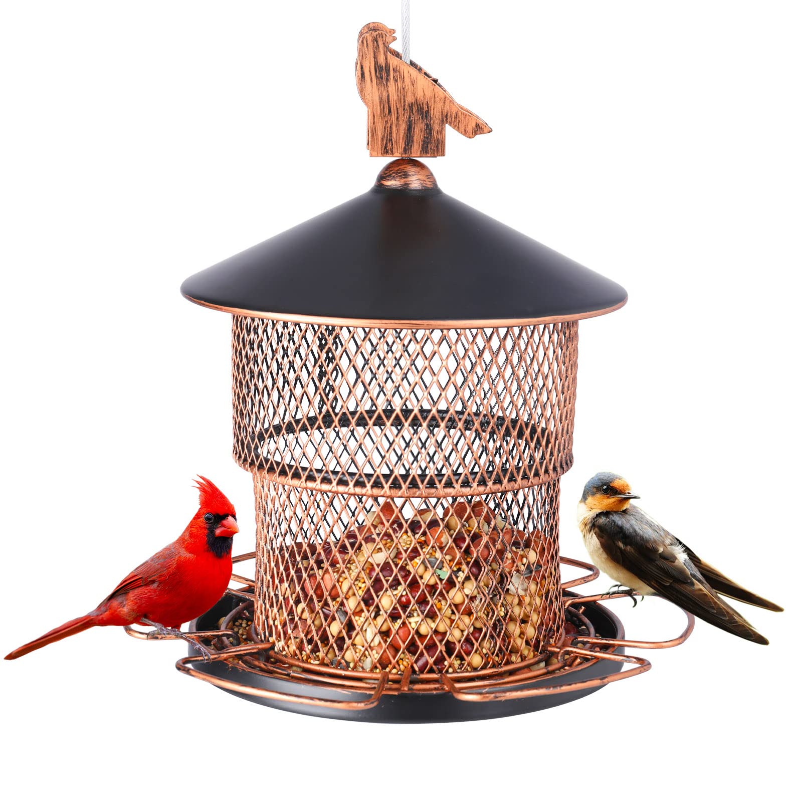 Mangeoire oiseaux exterieur suspendre maille metallique Yinns retractables