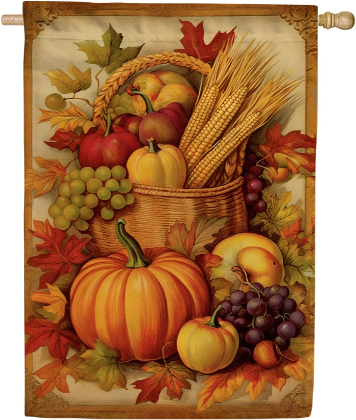 America Forever Autumn Bounty Thanksgiving House Flag 28 x 40 inch Double Sided Large Fall Flags for Yard, Outside, Harvest Flag Outdoor Decors