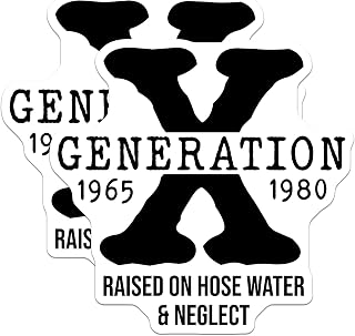 (2 Pack) Generation X Magnets - 1965-1980 - Raised on Hose Water Novelty Fridge - 5" On Longest Side - Sticks to Smooth Flat Surfaces - Made in USA - MAG11249
