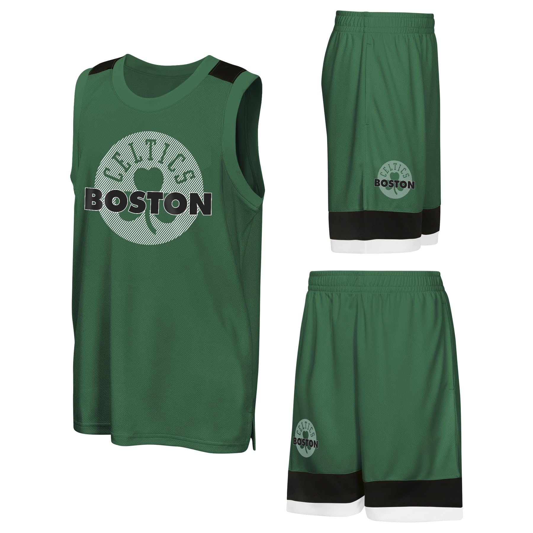 NBA Boys Poly Interlock Tank & Short Set, Green, 12-13 Years EU