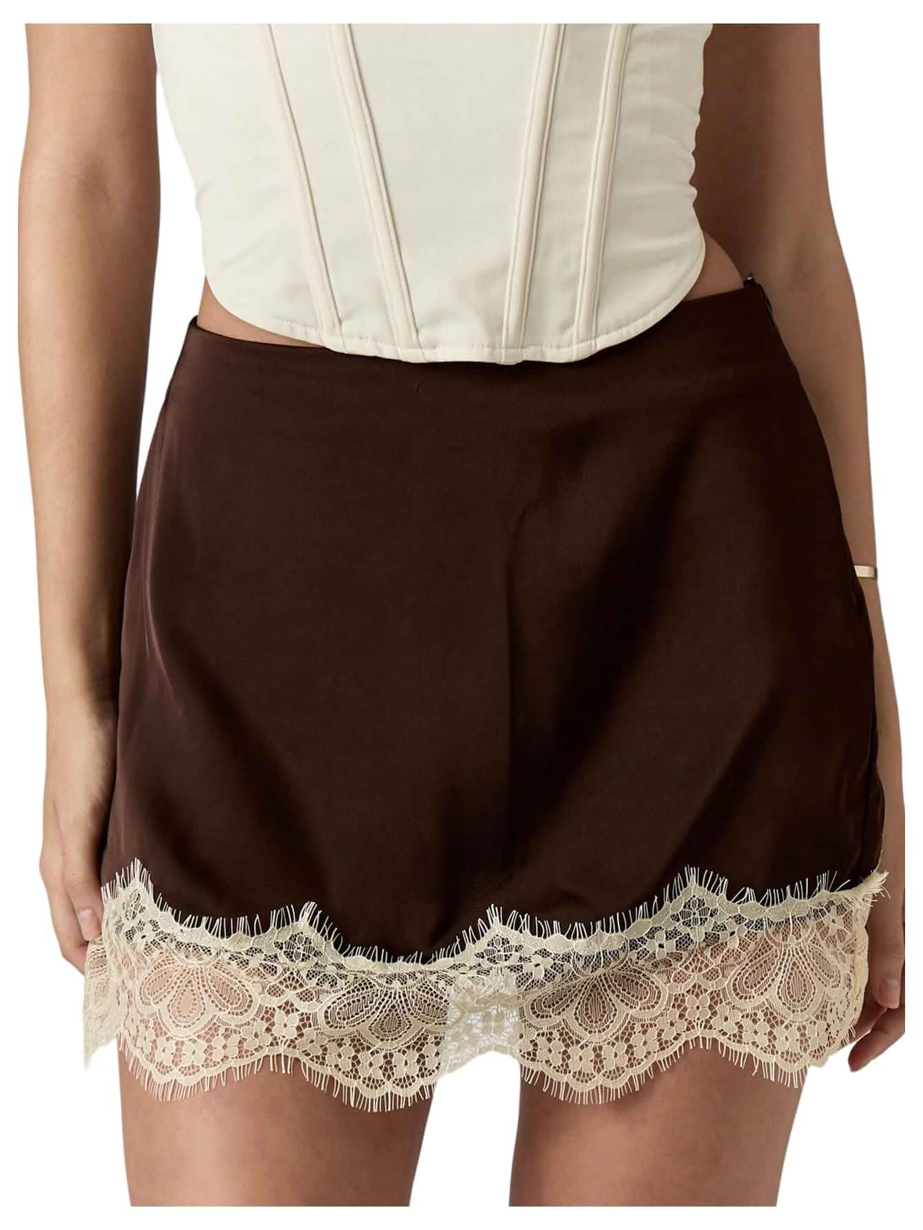 Milumia Women's Lace Trim Mini Skirt Bodycon Short Skirts Y2k Skirt, High Rise, Vintage, A Line, Summer Fall, Rave Party, Country Concert, Festival