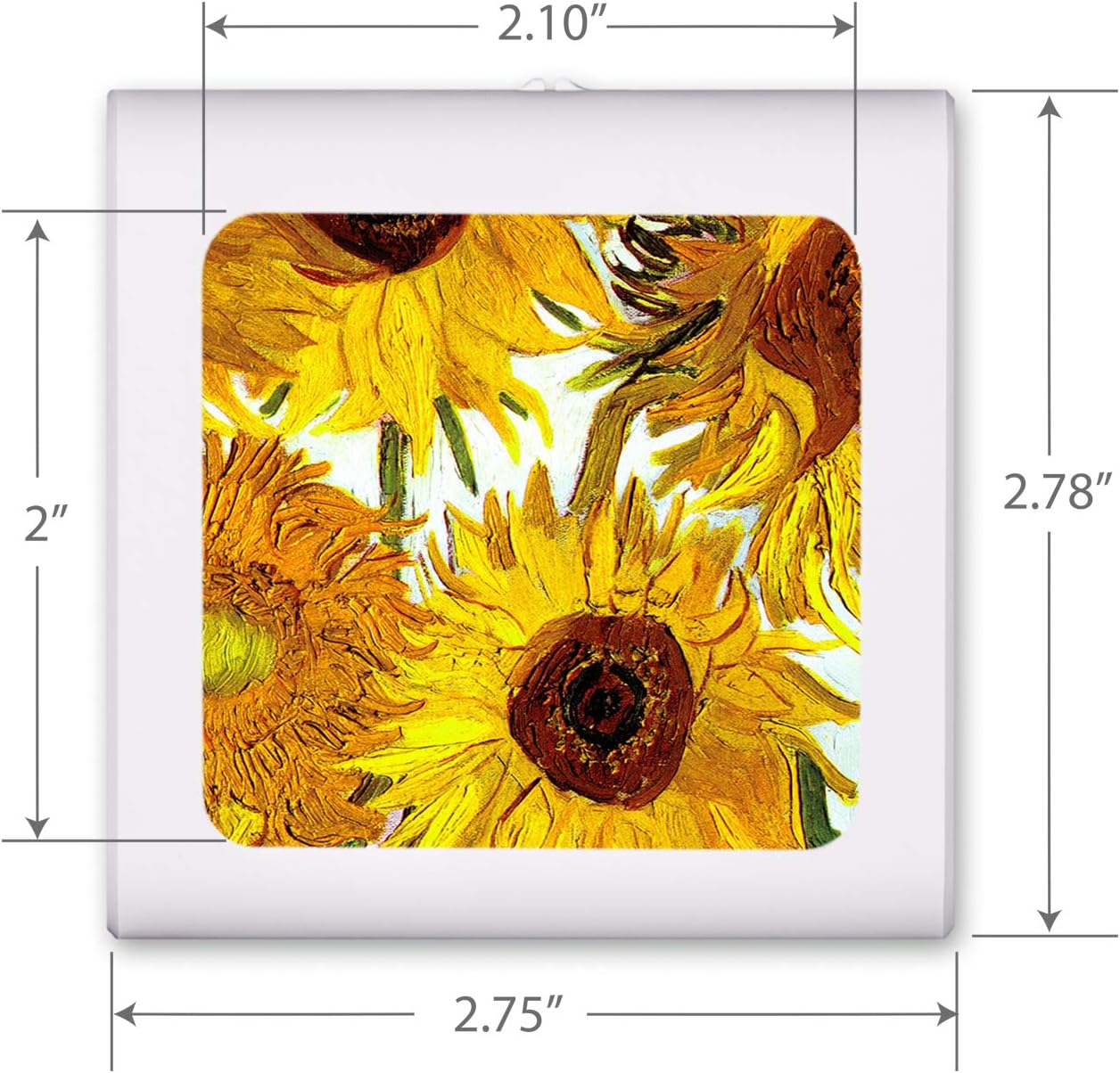 Art Plates Plug in Dimmable LED Night Light with Dusk to Dawn Auto Sensor, Adjustable Brightness, Warm Light, Auto On-Off Nightlight for Bathroom, Hallway, Nursery, Bedrooms - Van Gogh: Sunflowers II image 3