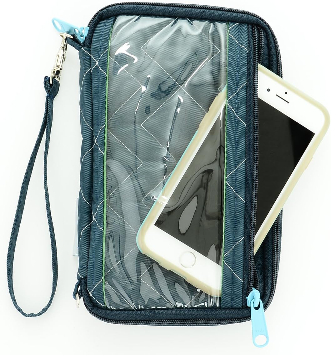 Lake 33 Womens Touch Screen Smartphone Soft Wristlet Zipper Wallet Organizer Purse Small Clutch Case Bag with Cell Phone Holder Cross Body Convertible KeyChain Clip Strap Cash Card Pocket iPhone 5 6 7