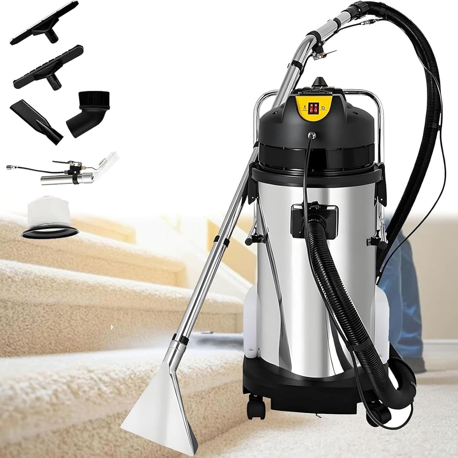 40l/11gal Commercial Carpet Cleaning Machine with Powerful Vacuum Suction,Multifunctional Carpet Extractor,Heavy Duty Carpets Vacuum Cleaner w/Spraying Extraction Function(Shipped 2parcel)