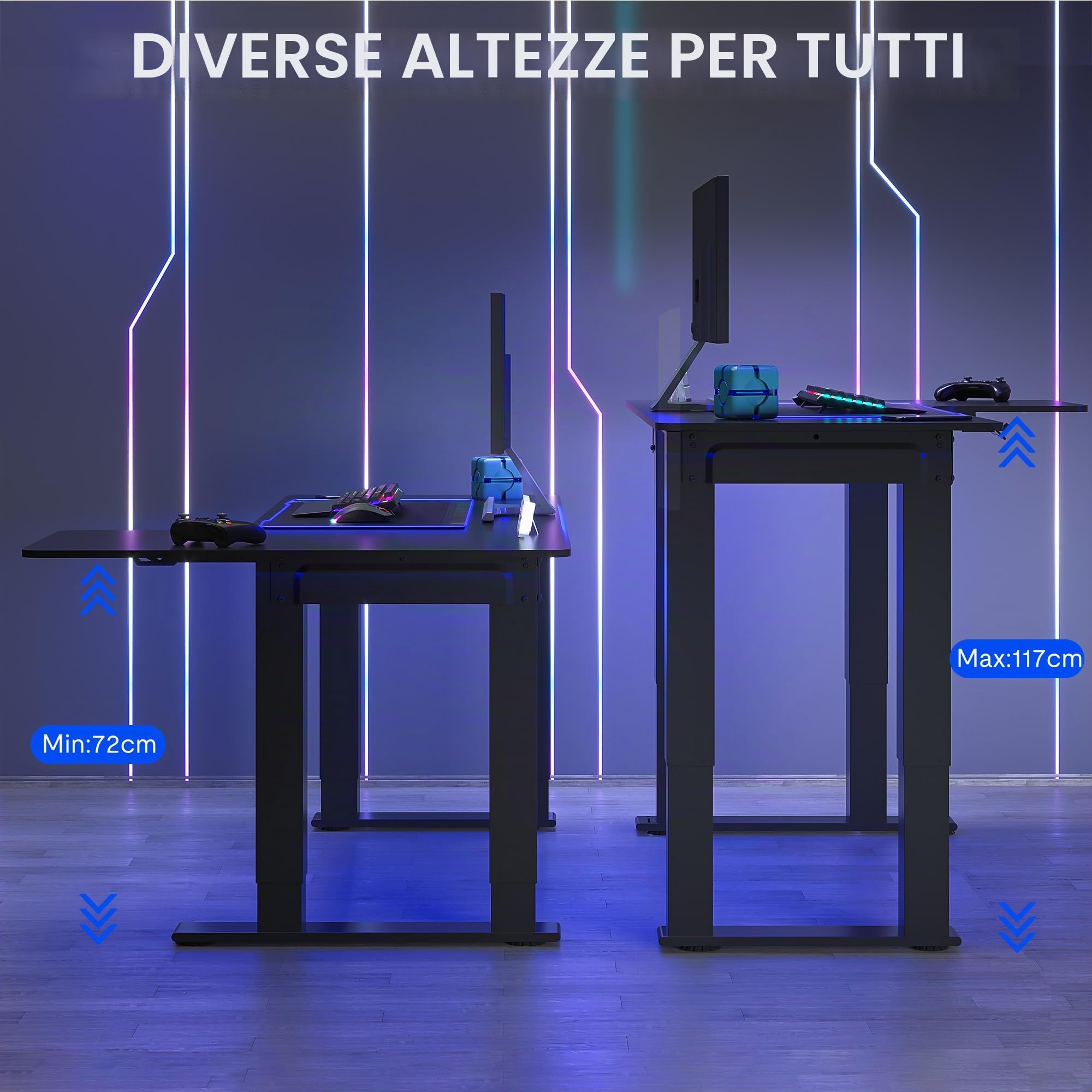 FLEXISPOT 180 * 110cm Scrivania Regolabile in Altezza a Forma di L Con Doppio Motore - Standing Desk Elettrica Con Telaio in Acciaio - 4 Gambe