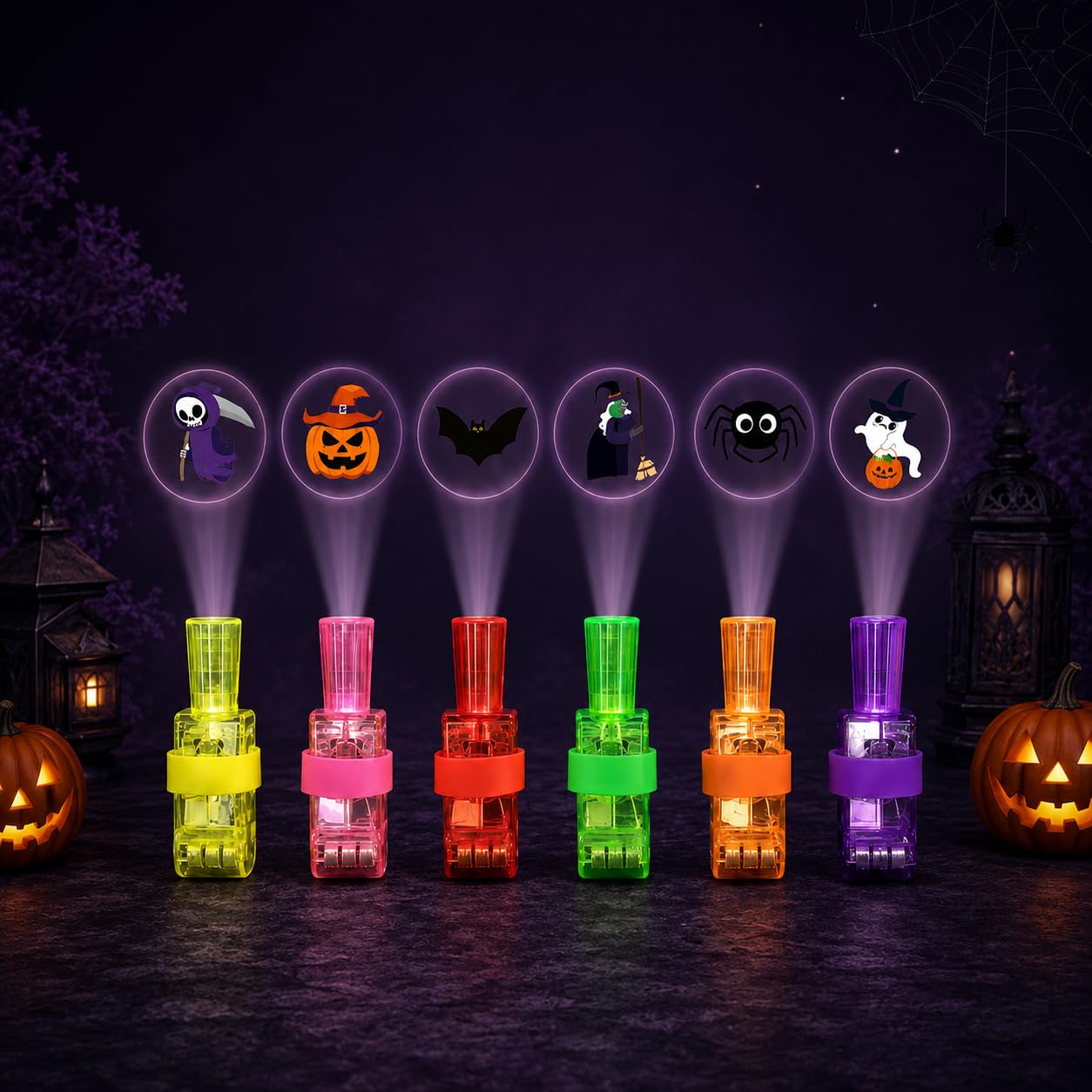 36 PCS Mini Colorful LED Finger Lights, Halloween Finger Lights & Projector